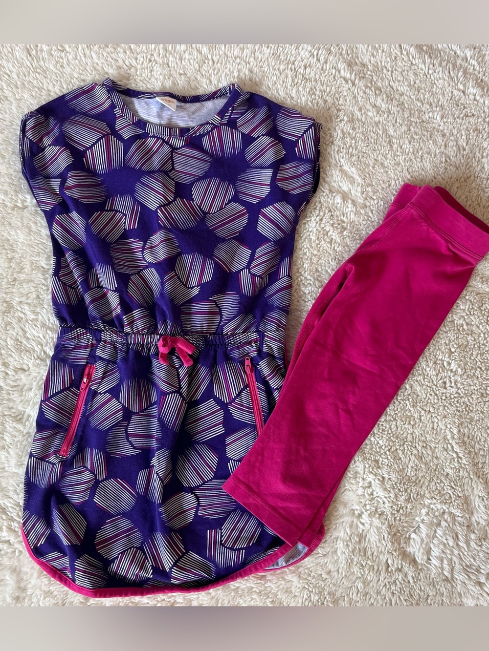 Gymgo Purple Printed Tunic with Primary Fuchsia Leggings Sz 5-6